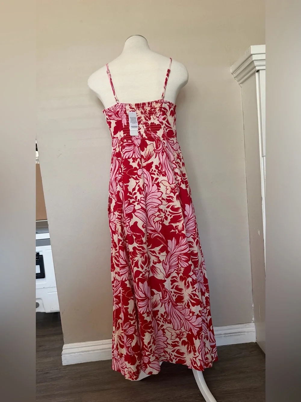 Abercrombie & Fitch Red and Cream Floral Maxi Slip Dress